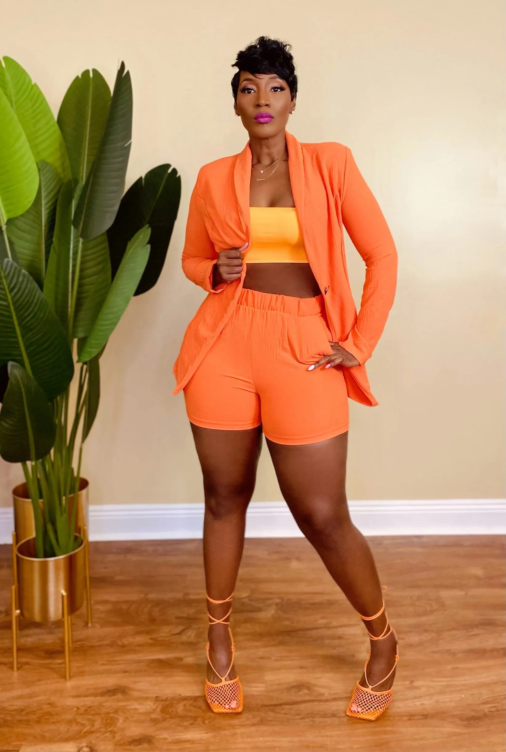 ORANGE BLAZER SET