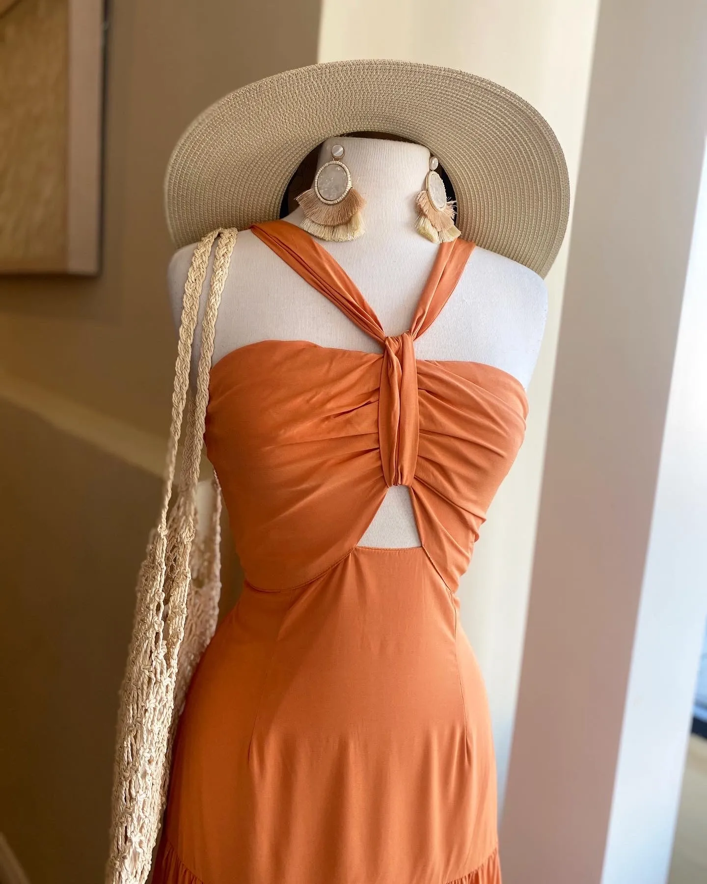Orange Keyhole Maxi Dress