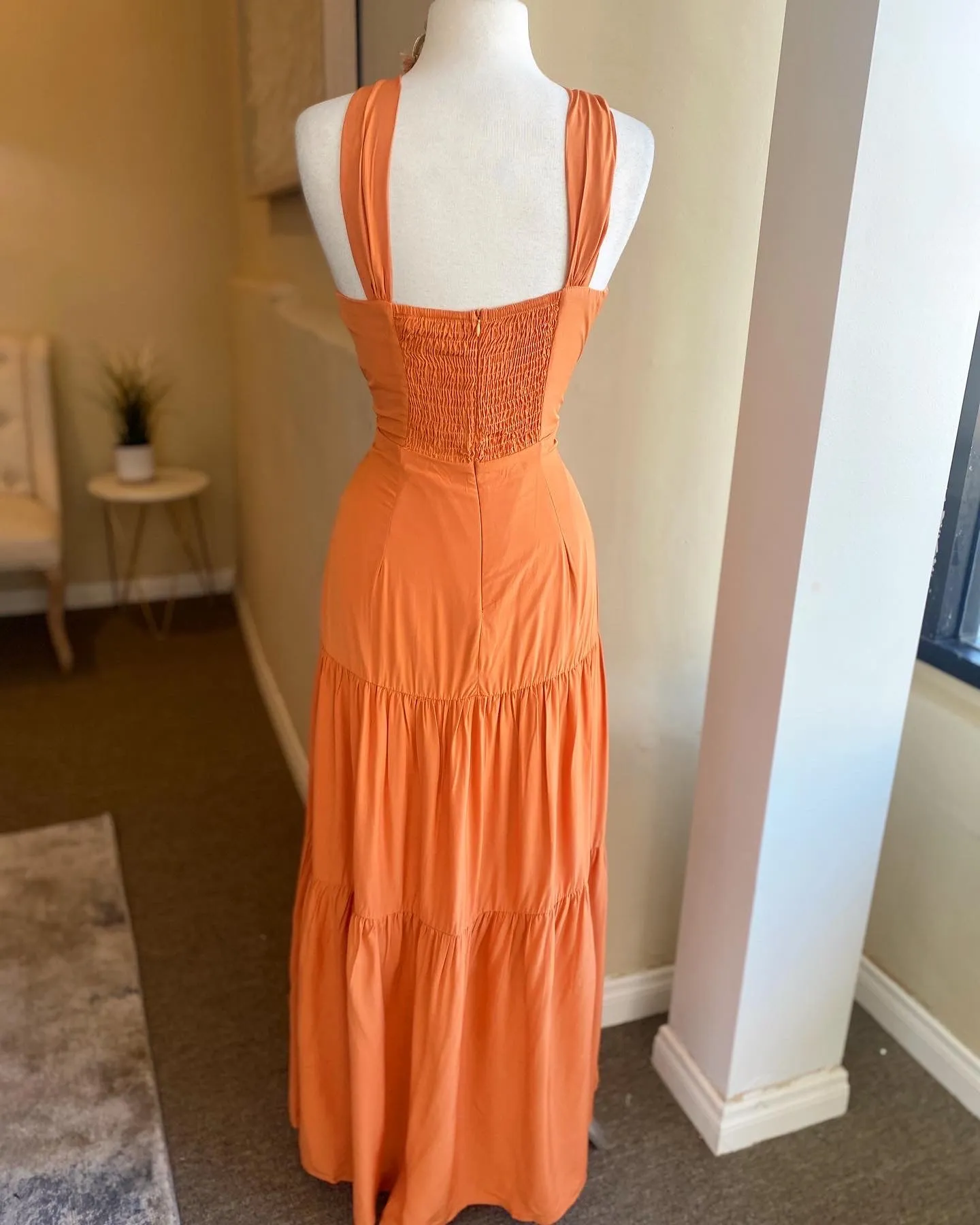 Orange Keyhole Maxi Dress