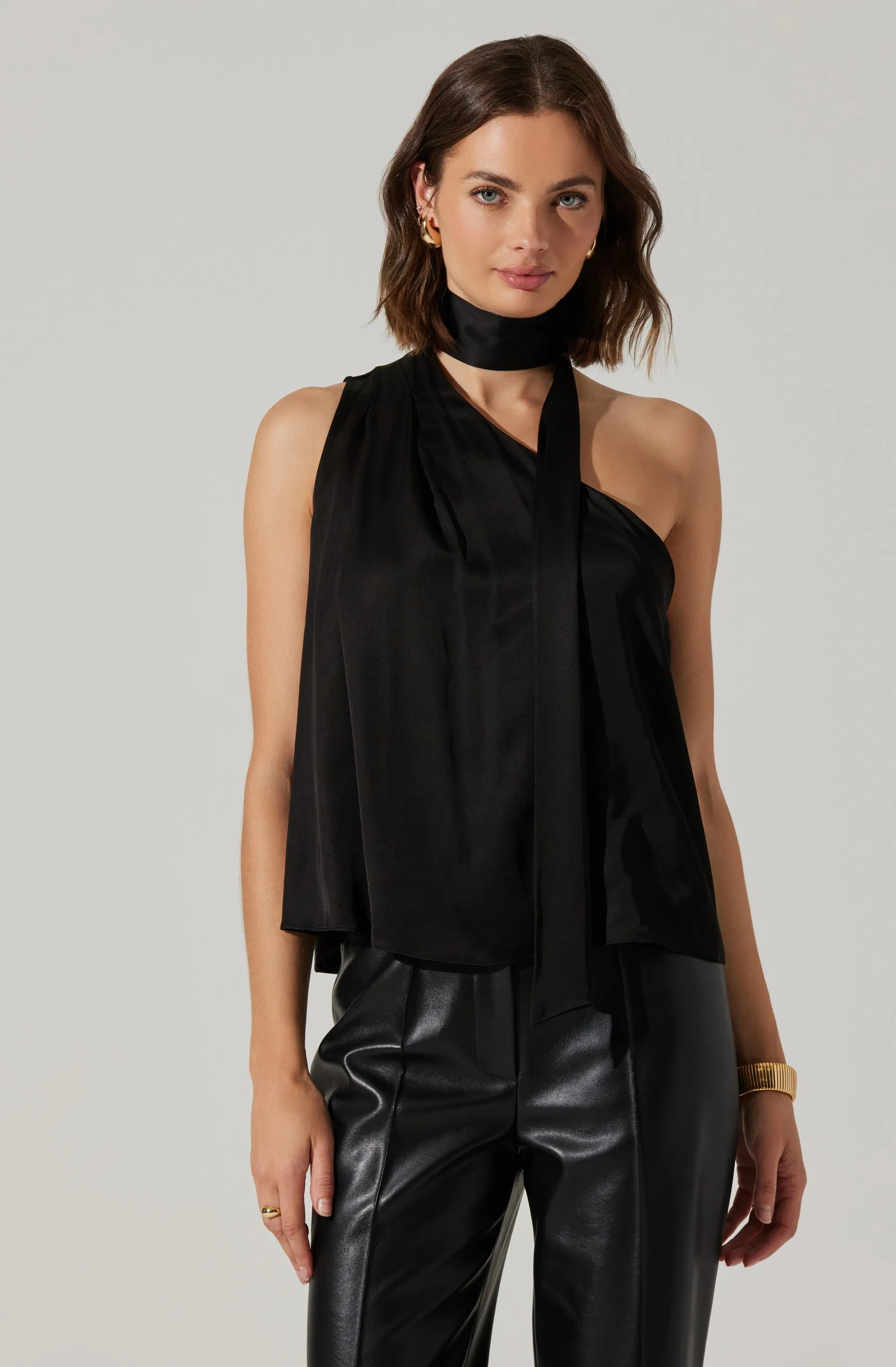 Partia Scarf Detail Asymmetric Top