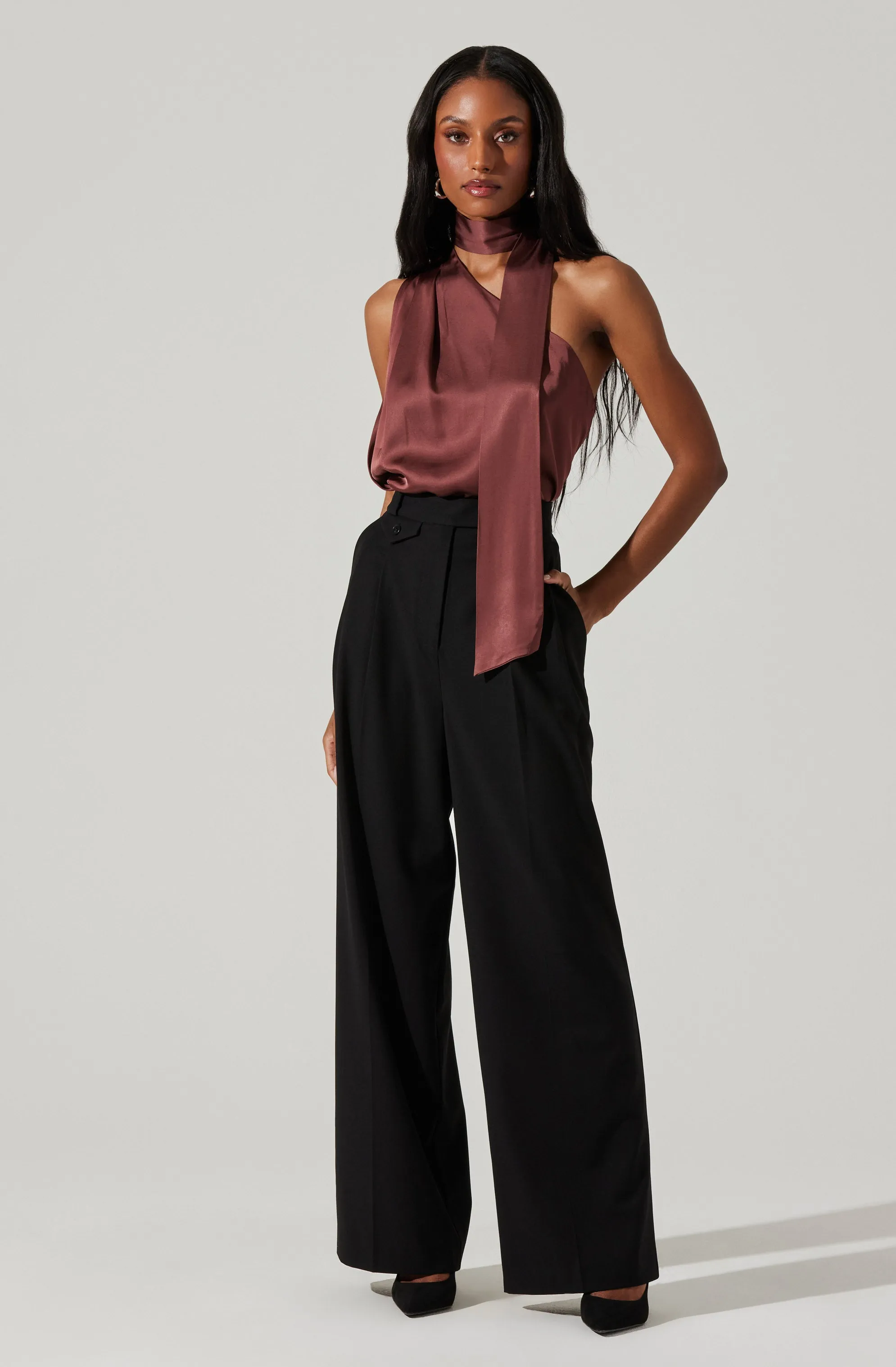 Partia Scarf Detail Asymmetric Top