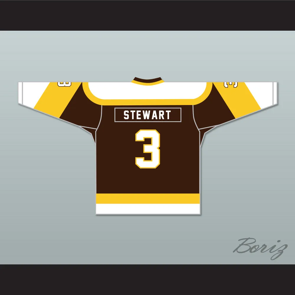 Paul Stewart 3 Binghamton Broome Dusters Brown Hockey Jersey