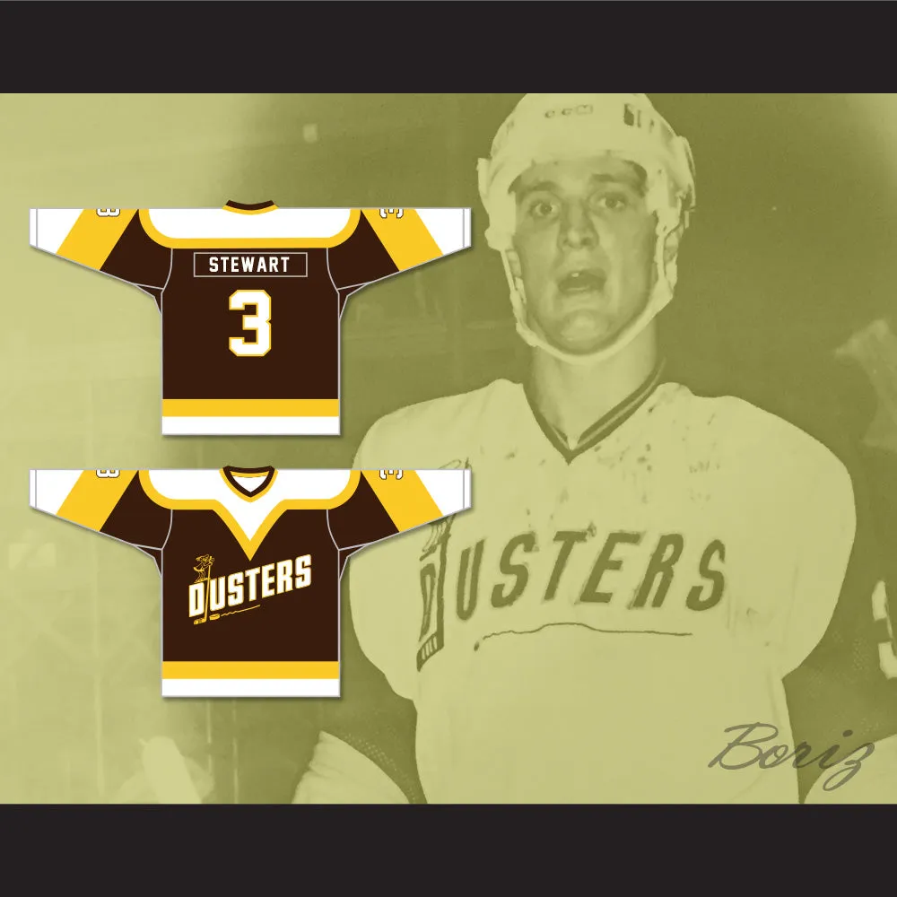 Paul Stewart 3 Binghamton Broome Dusters Brown Hockey Jersey