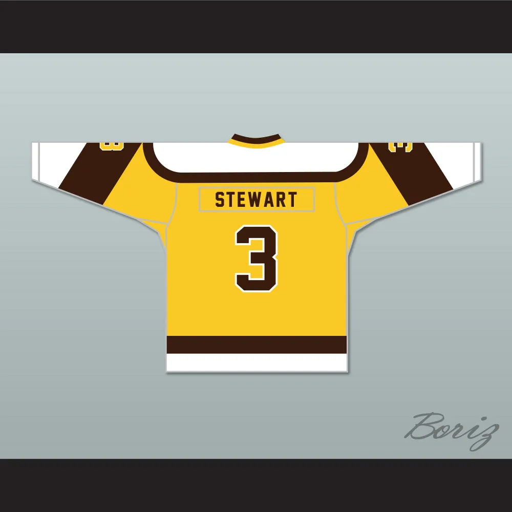 Paul Stewart 3 Binghamton Broome Dusters Yellow Hockey Jersey
