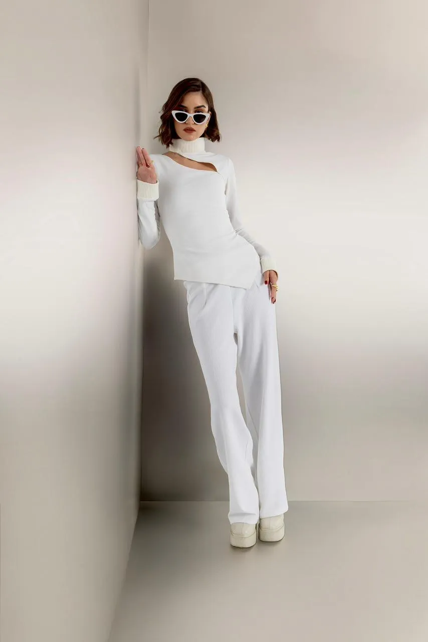 Pearl haze - white jersey asymmetric top