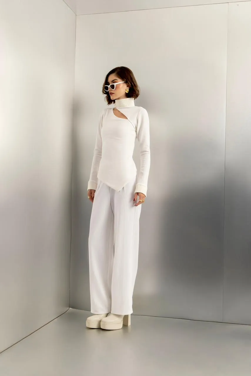 Pearl haze - white jersey asymmetric top