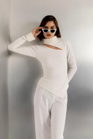 Pearl haze - white jersey asymmetric top