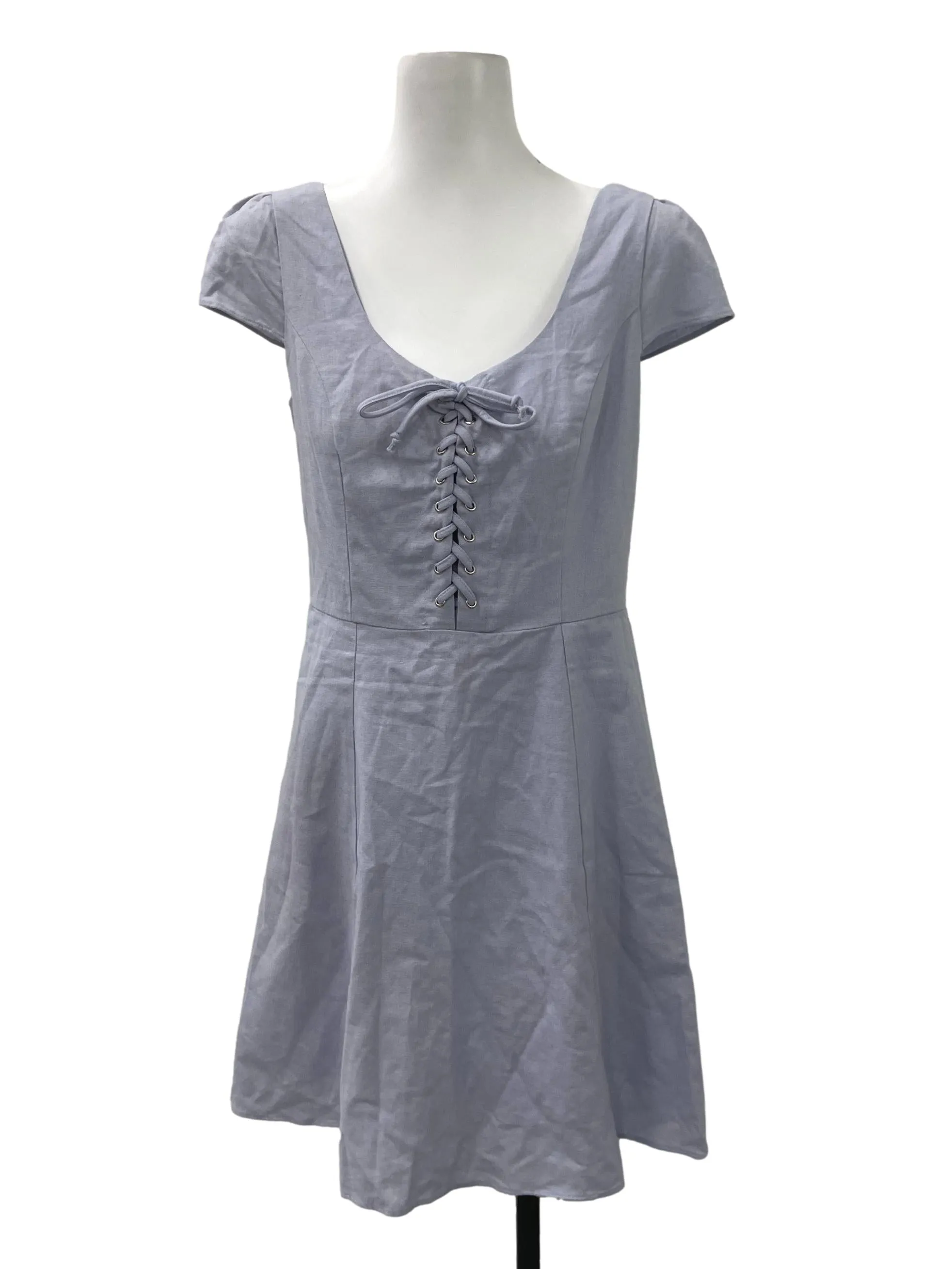Periwinkle Front Tie Cap Sleeve Dress