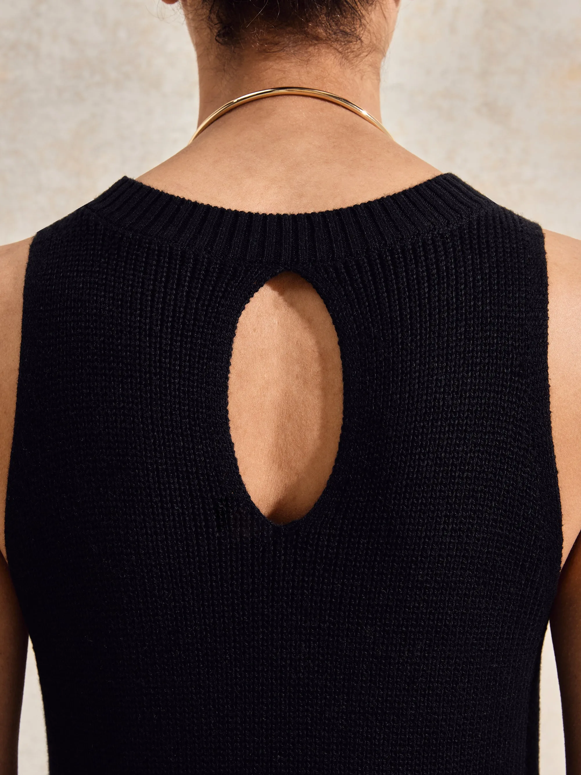 Petite Black Knitted Maxi Dress