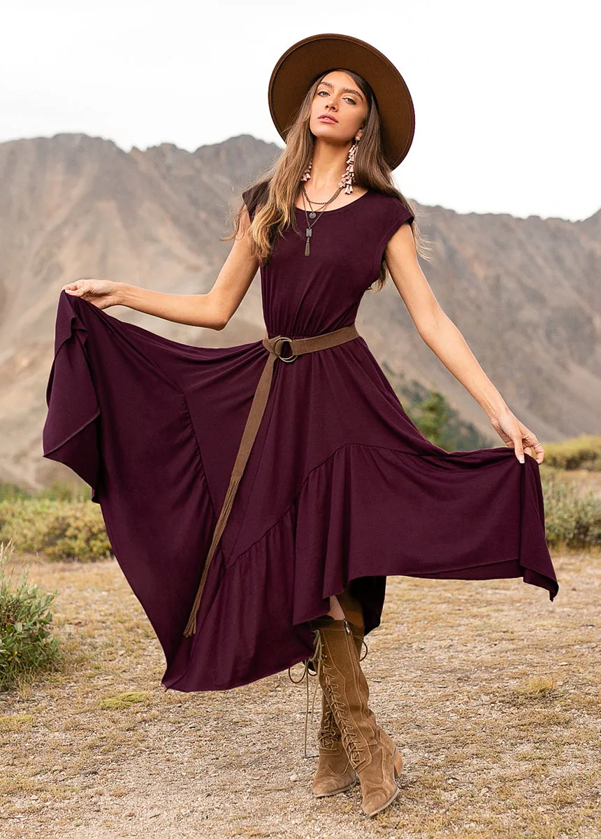 Pilar Dress in Deep Plum