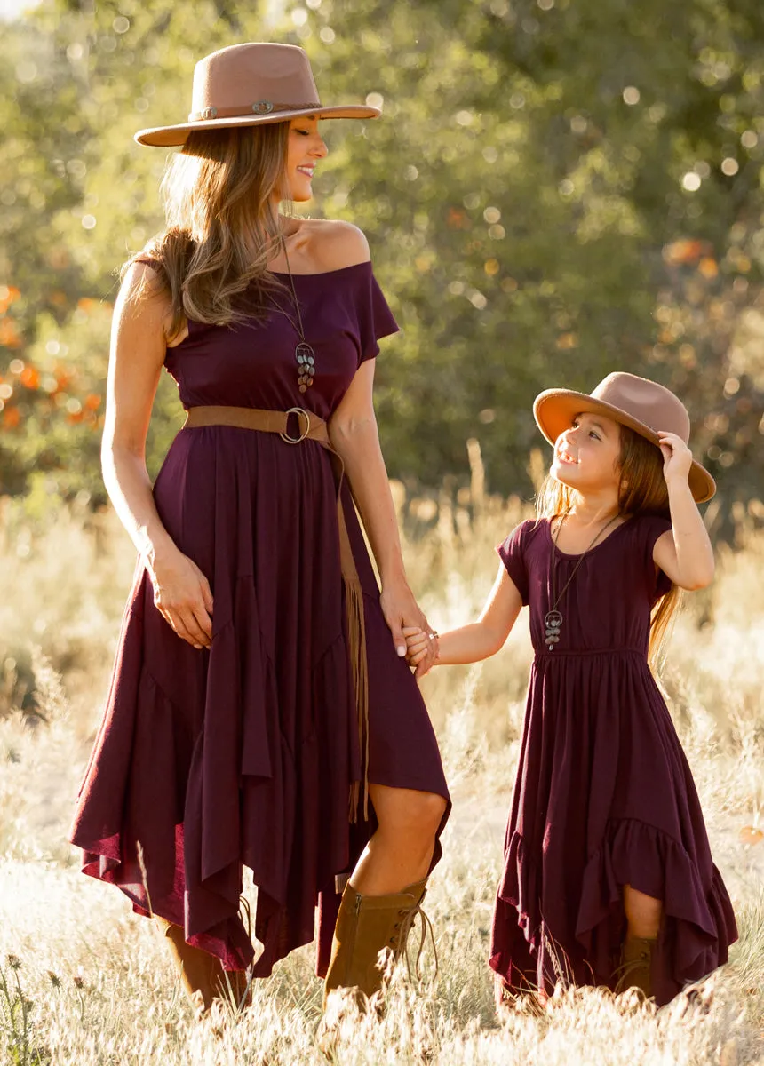 Pilar Dress in Deep Plum