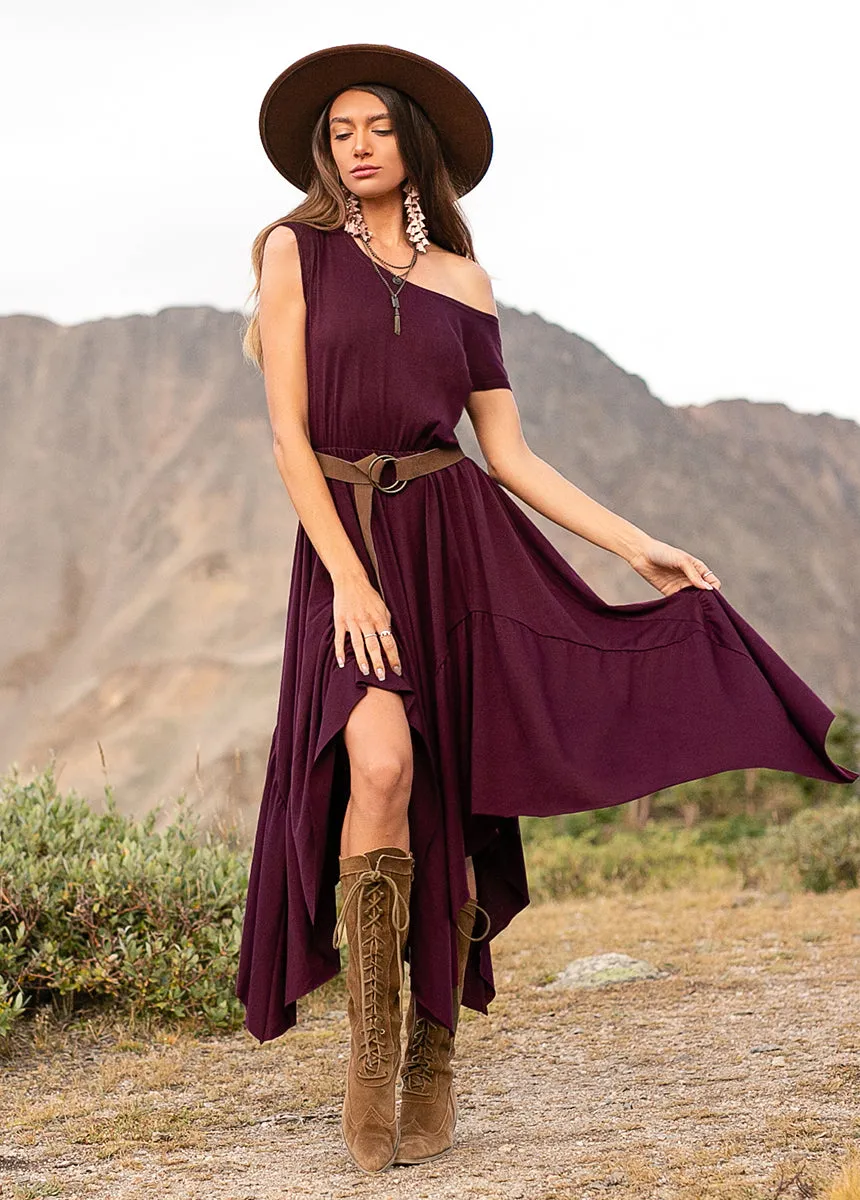 Pilar Dress in Deep Plum