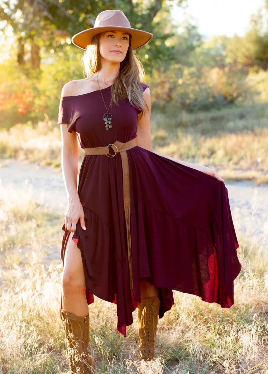 Pilar Dress in Deep Plum