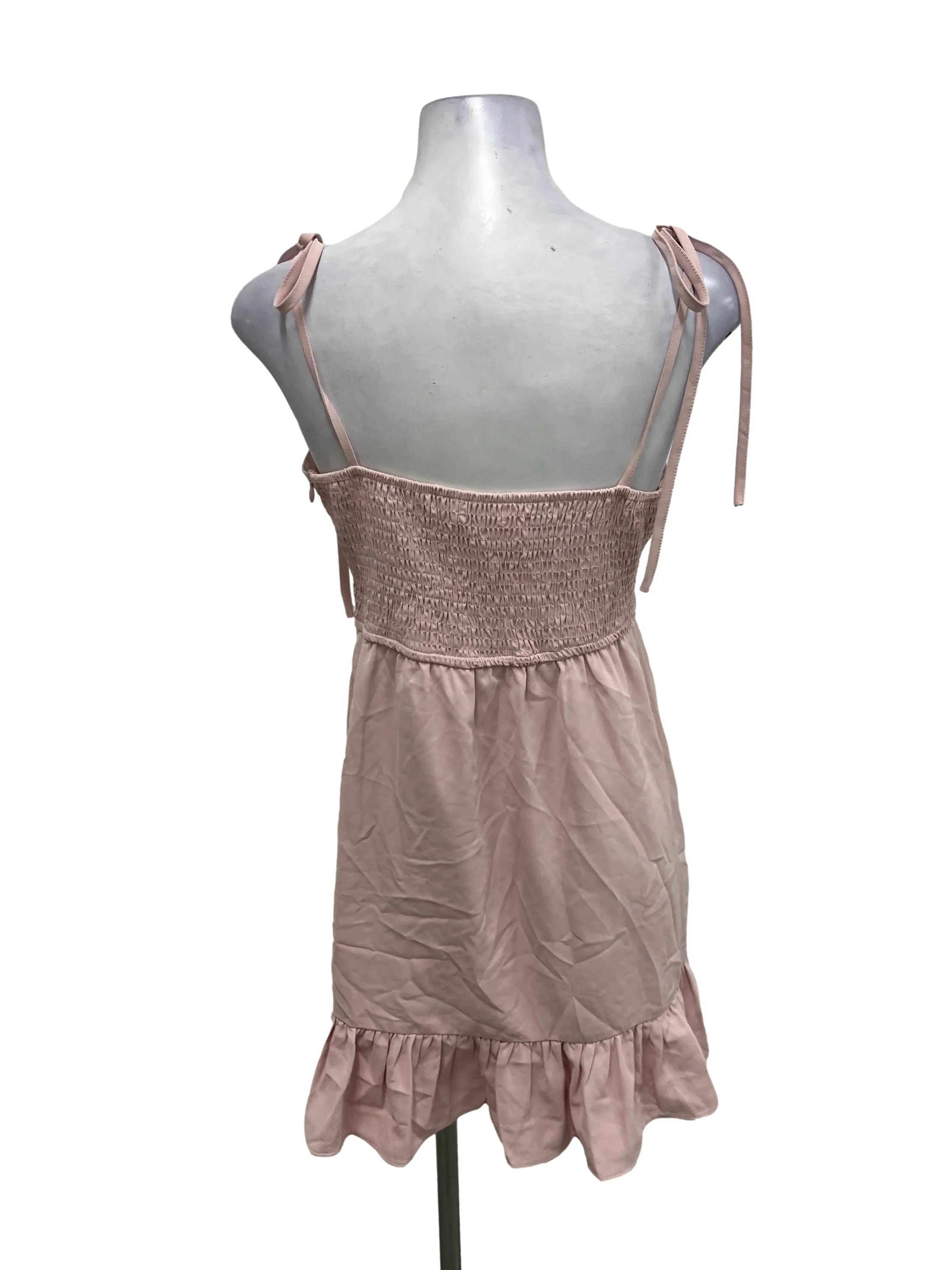 Pink Smock Self Tie Dress
