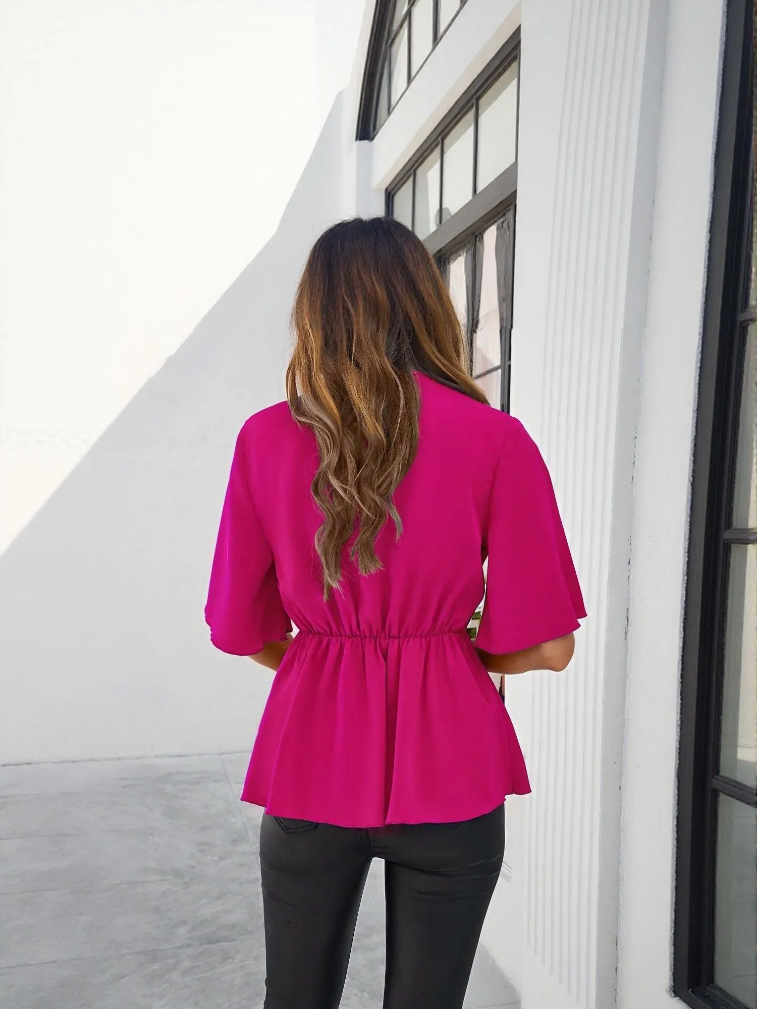 Pink Tie Up Detail Shirt