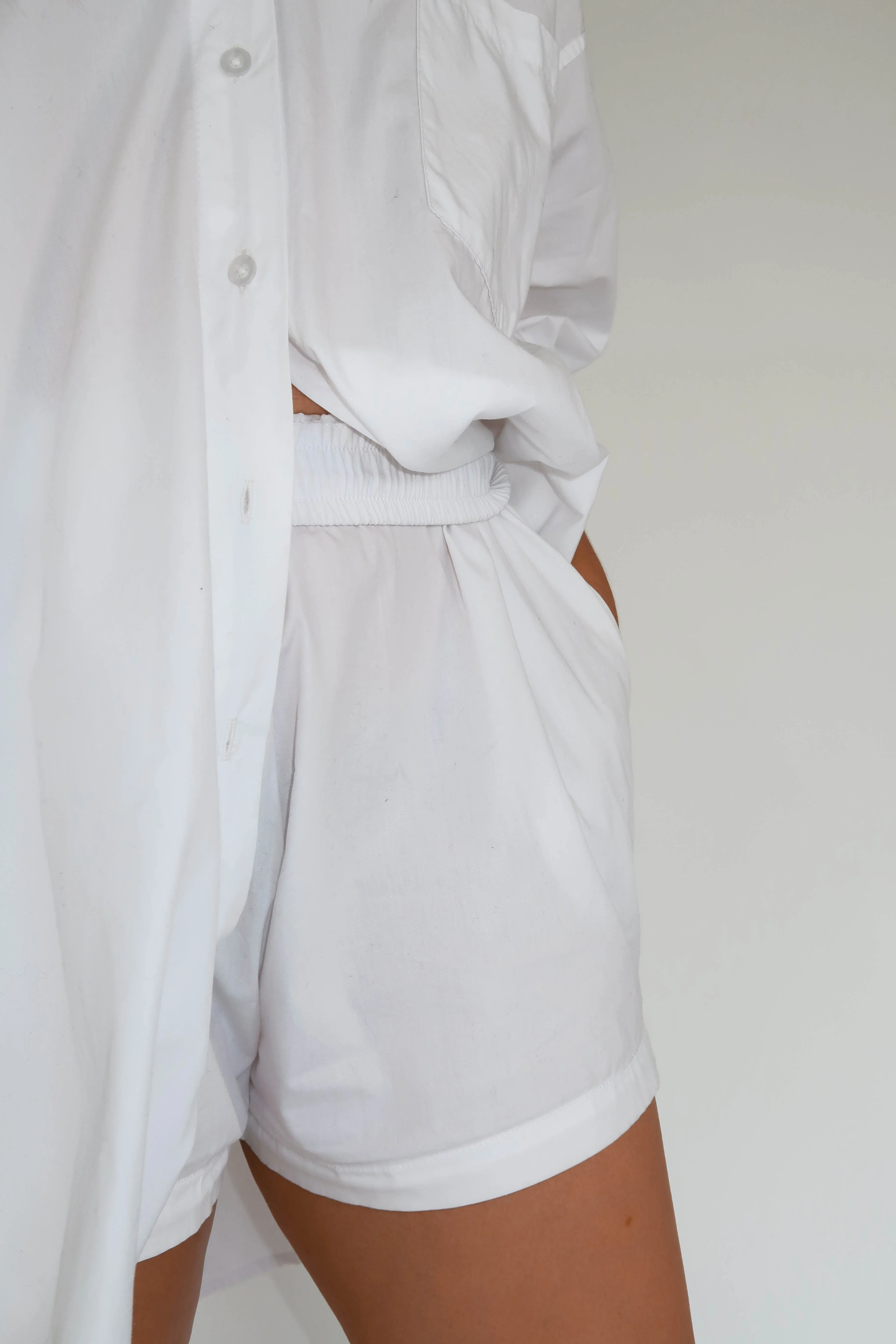 Poplin white shorts