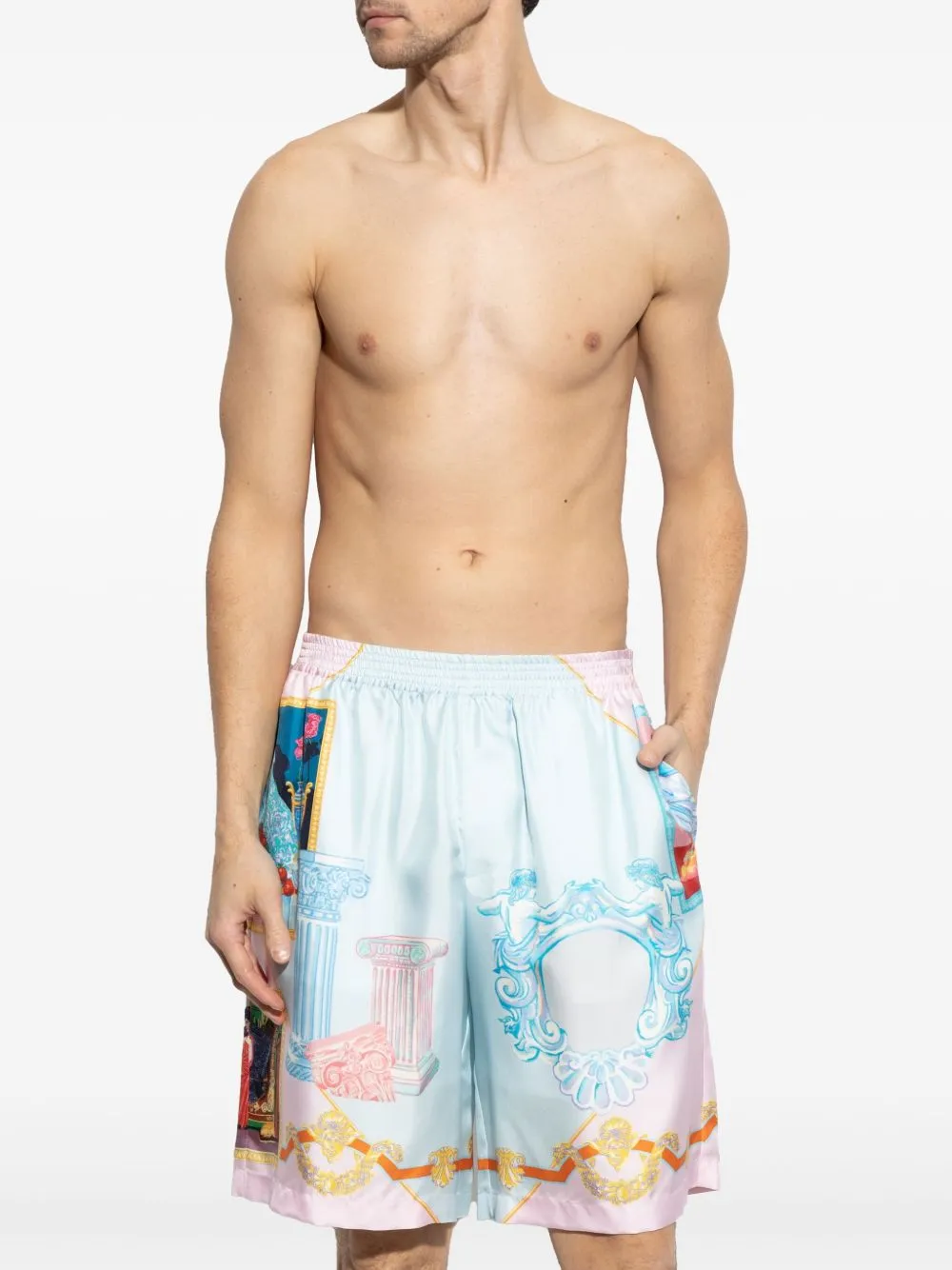 Printed silk shorts