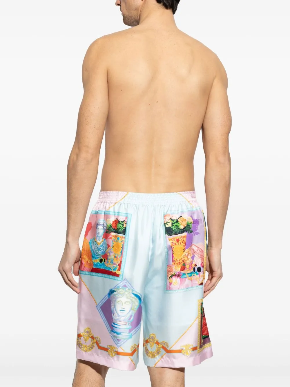 Printed silk shorts