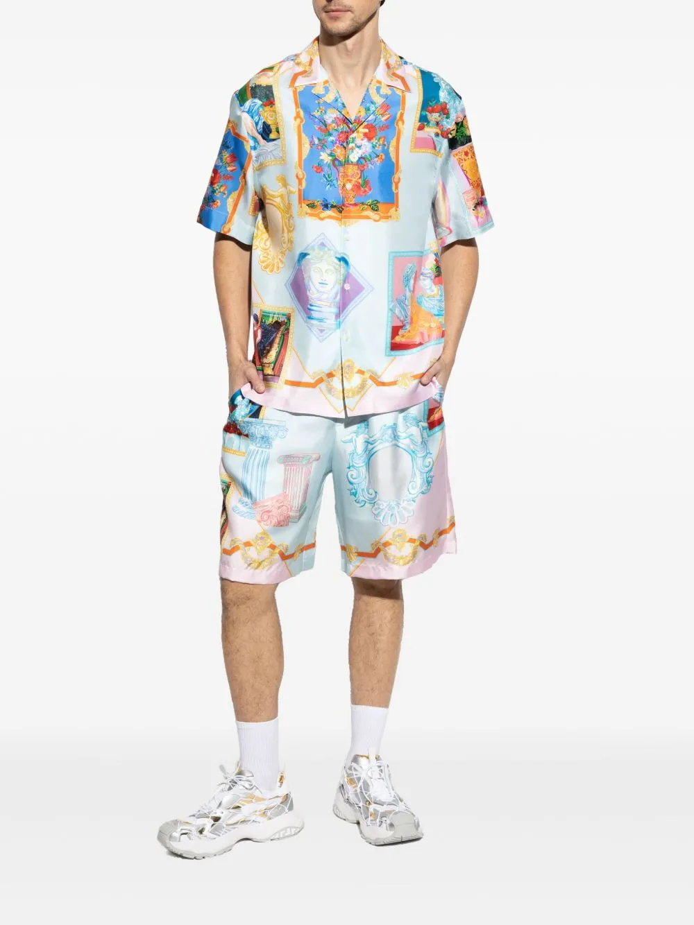 Printed silk shorts