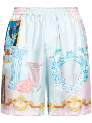 Printed silk shorts
