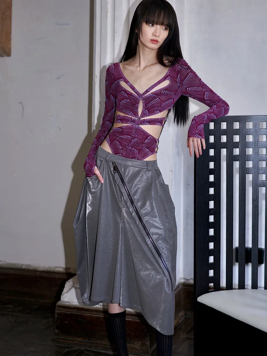 Pu Leather Asymmetrical Wide-leg Culottes