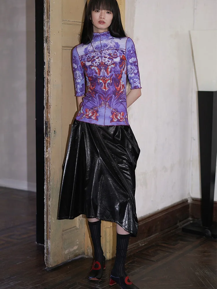 Pu Leather Asymmetrical Wide-leg Culottes