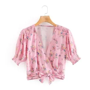 Puff Sleeve Hem Bow Tied Kimono