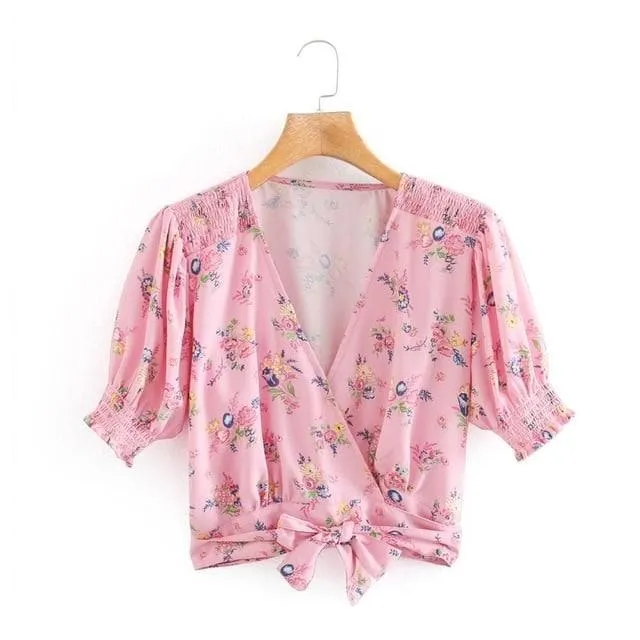 Puff Sleeve Hem Bow Tied Kimono