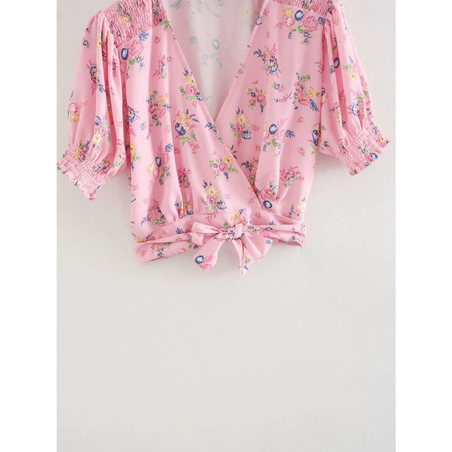Puff Sleeve Hem Bow Tied Kimono