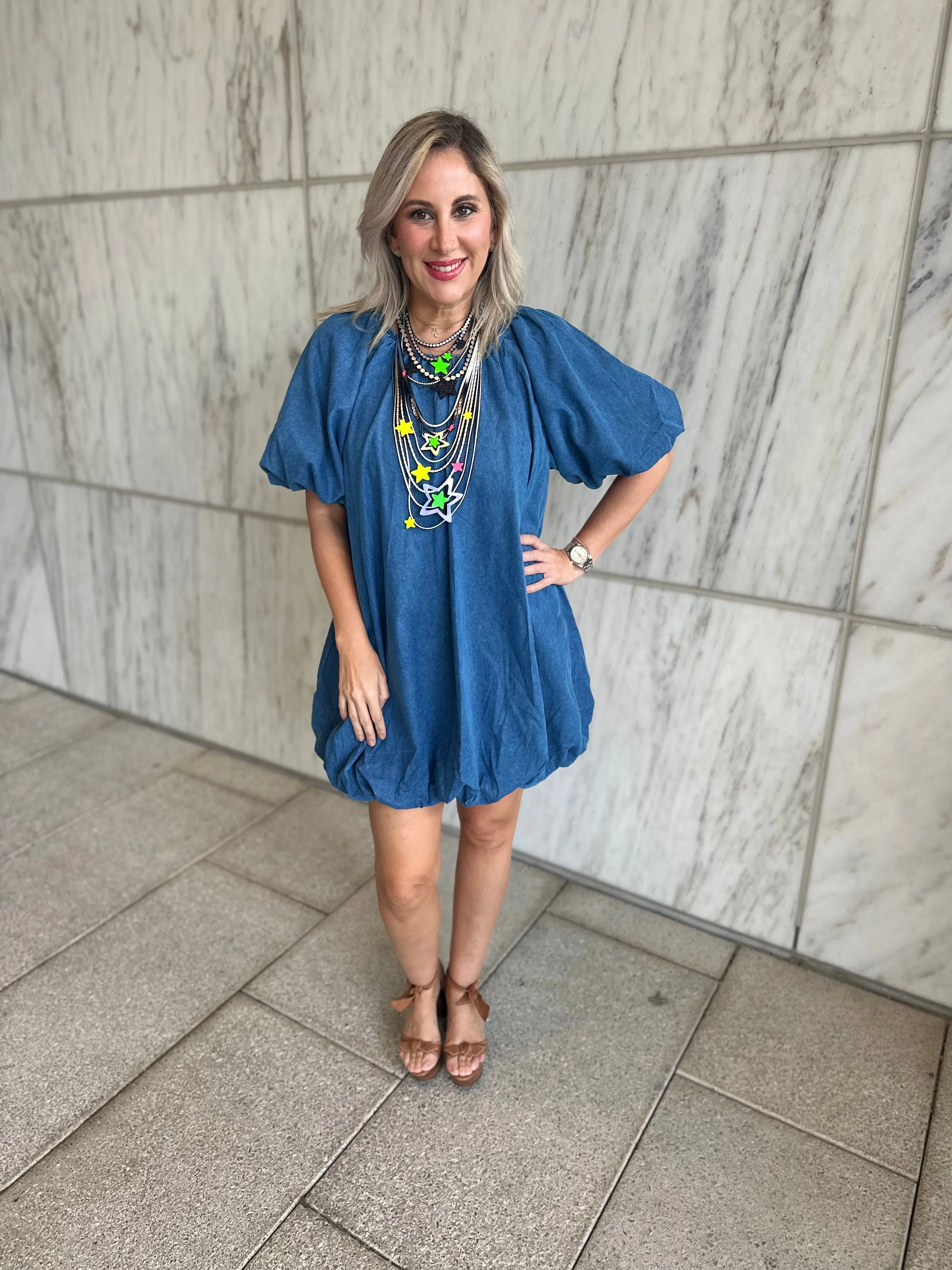 Puff Smock Mini Dress