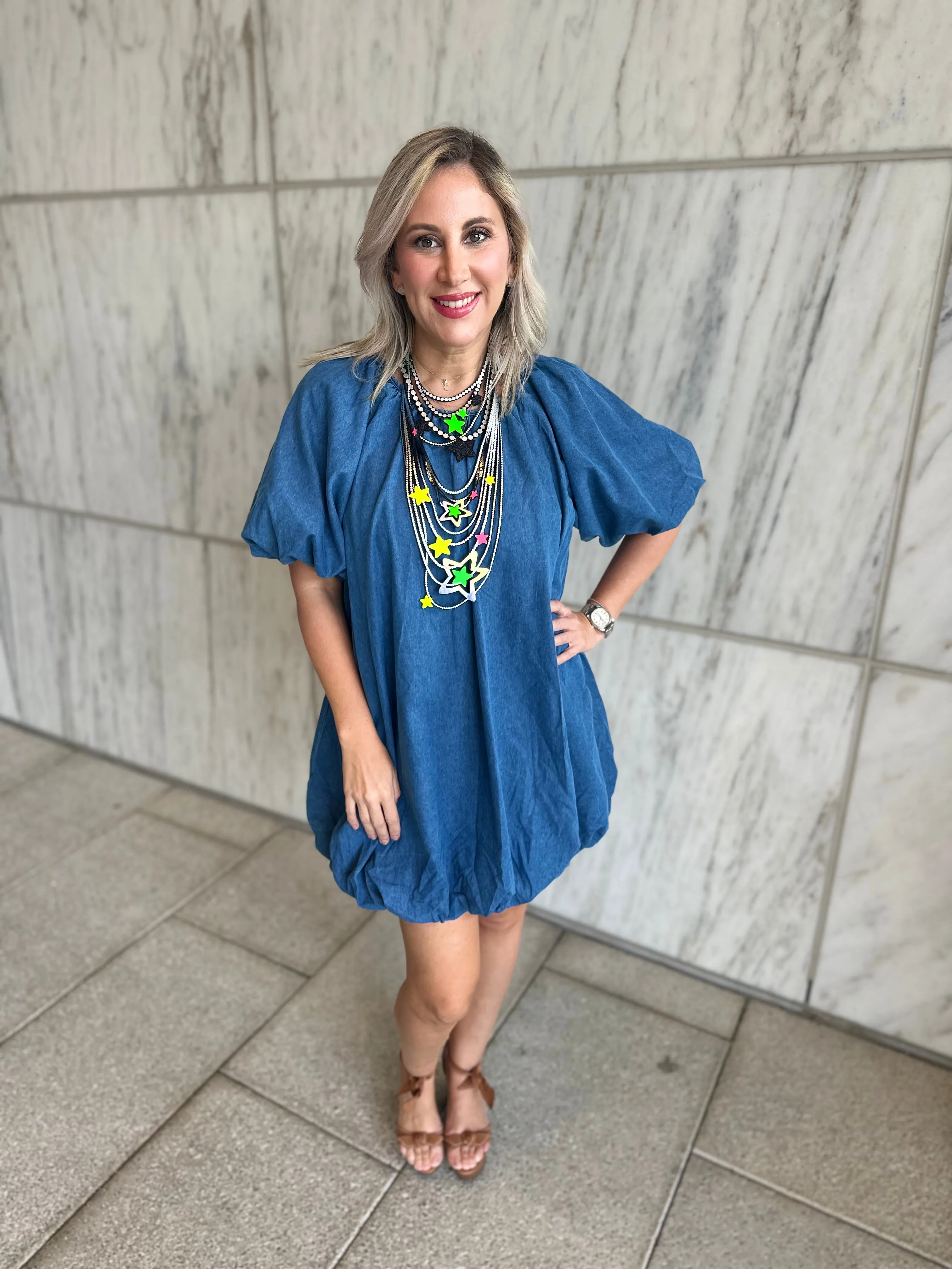 Puff Smock Mini Dress