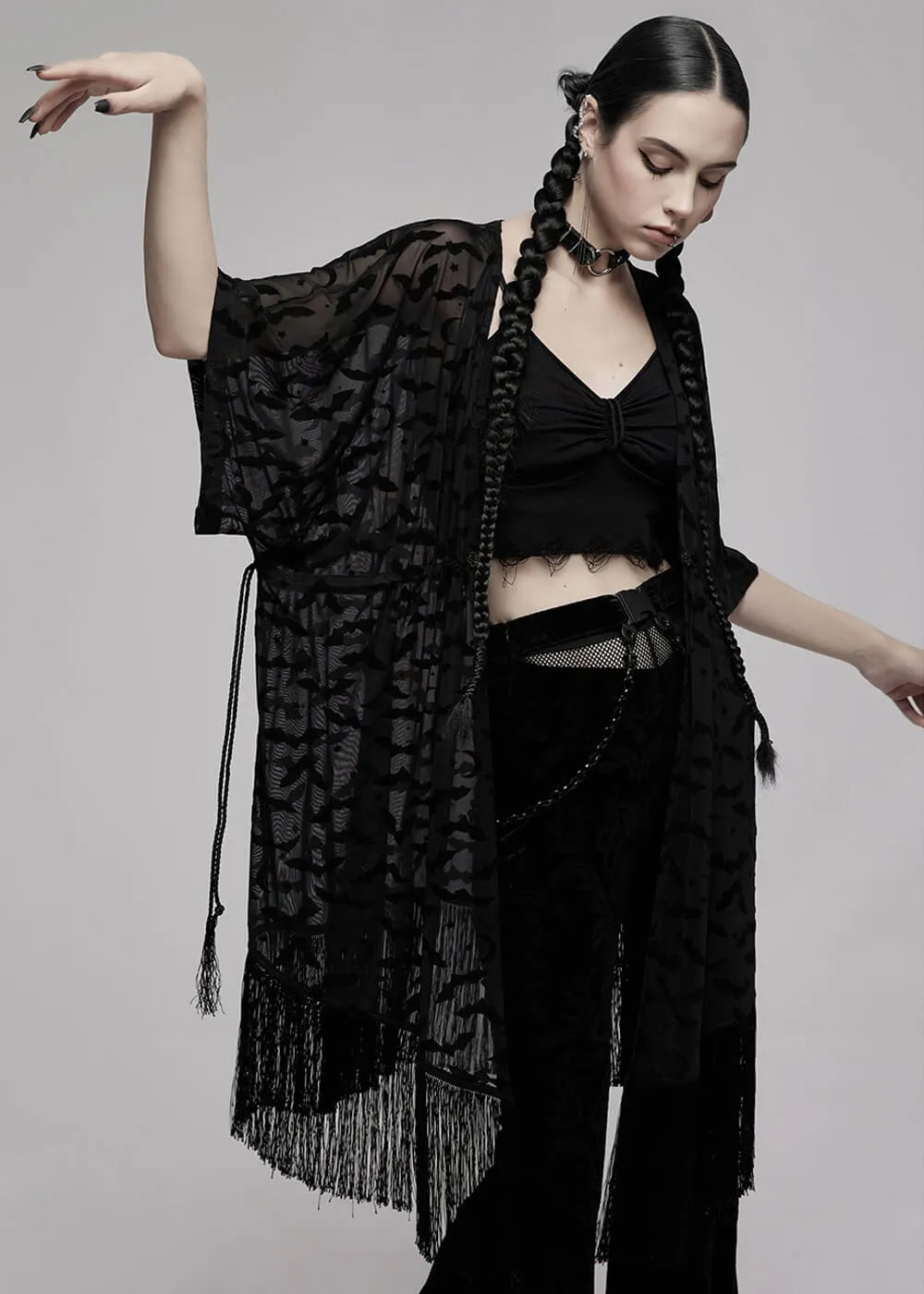 Punk Rave Bat Kimono Zwart