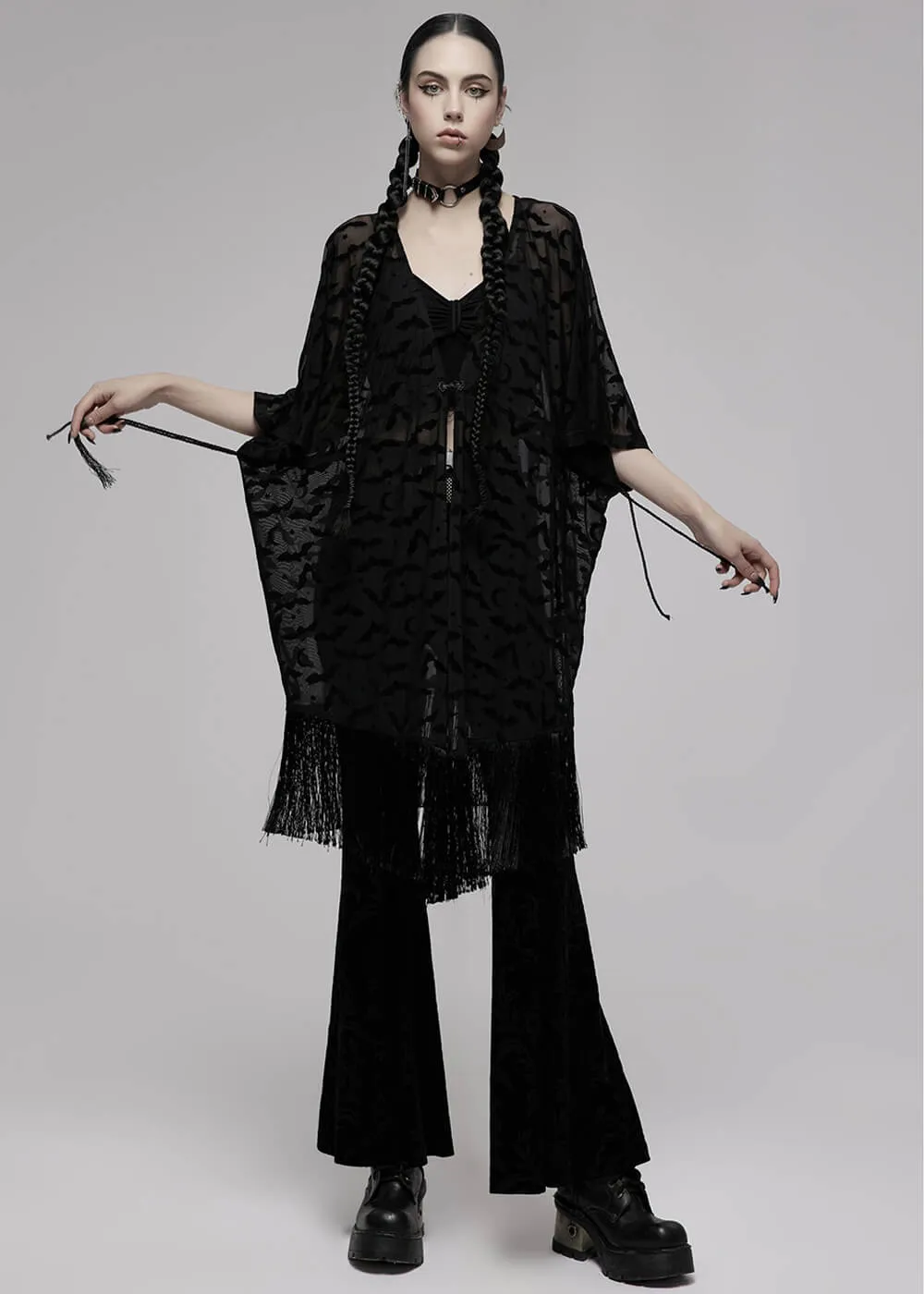 Punk Rave Bat Kimono Zwart