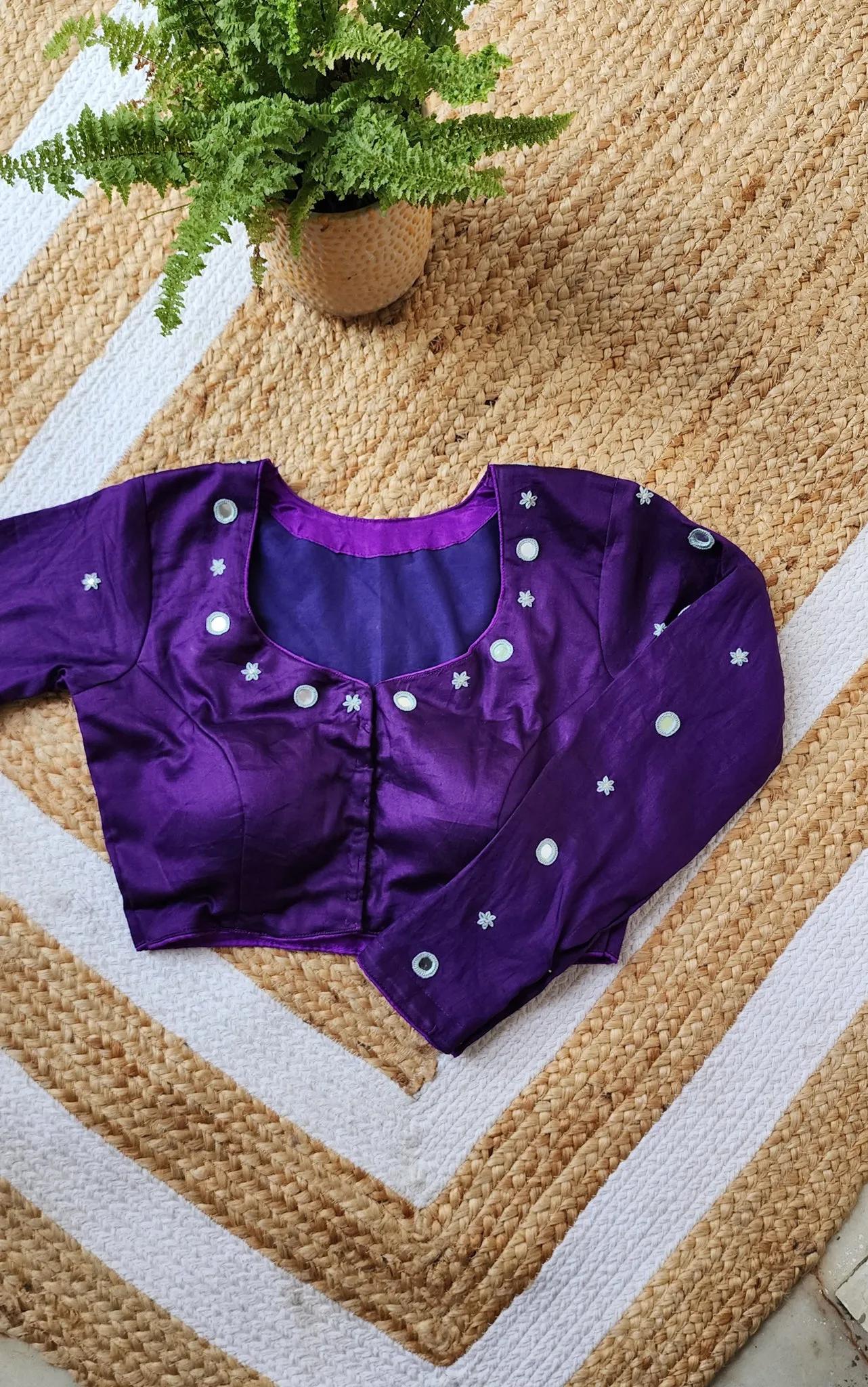 Purple Mirror Work Blouse