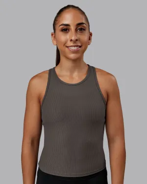Push High Neck Ribbed Tank - Dark Storm