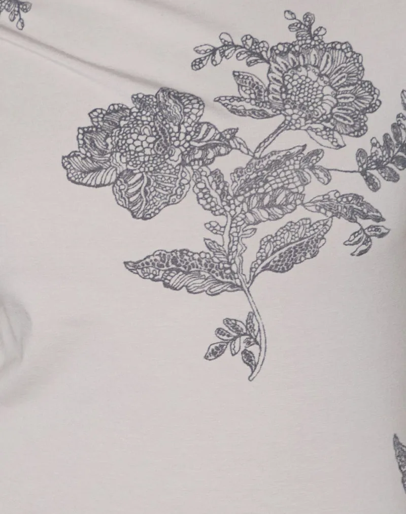 Pyso Asymmetric Top in Lace Flower Grey