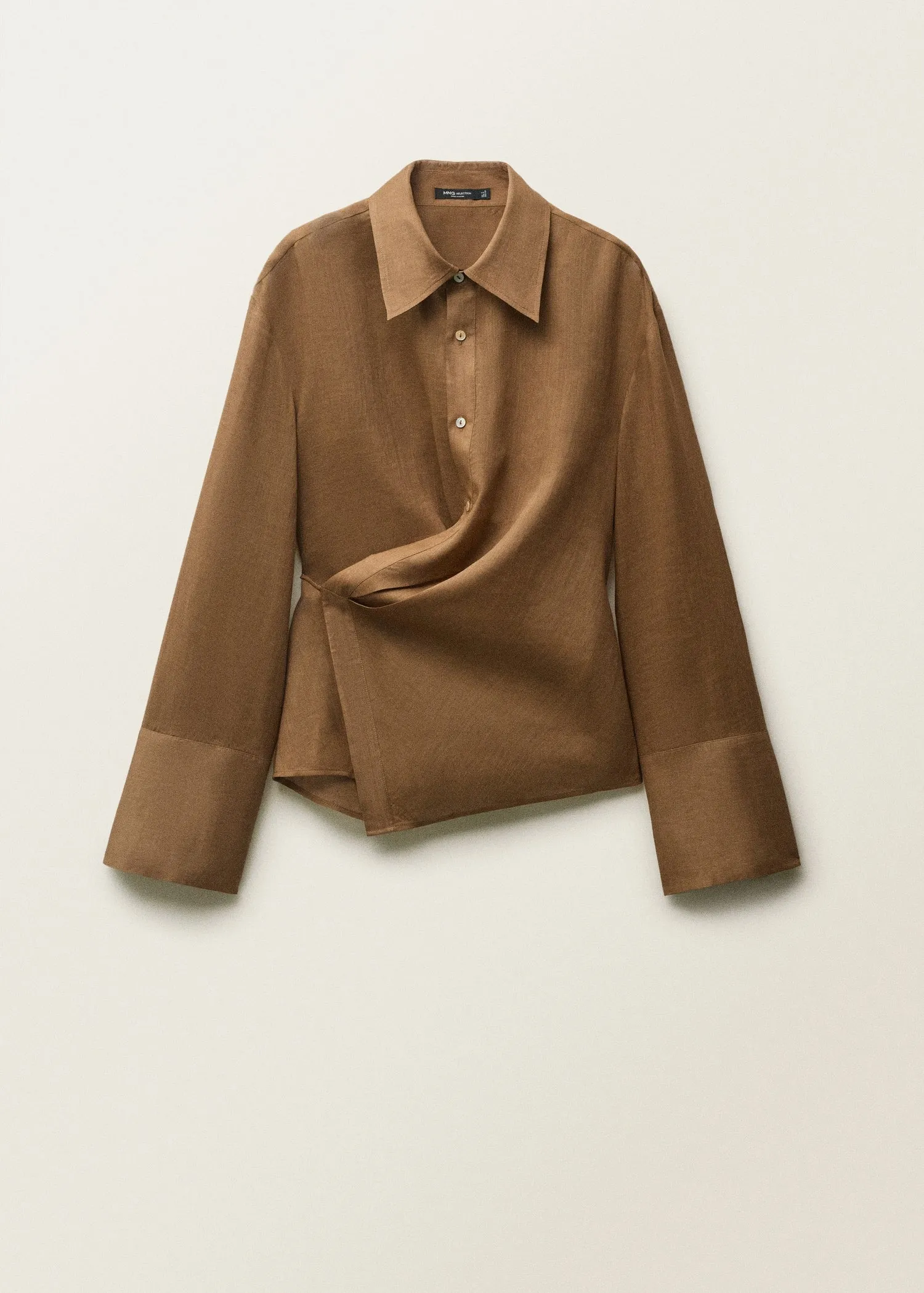 Ramie shirt with asymmetrical closure