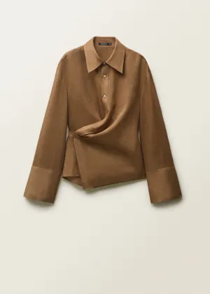 Ramie shirt with asymmetrical closure