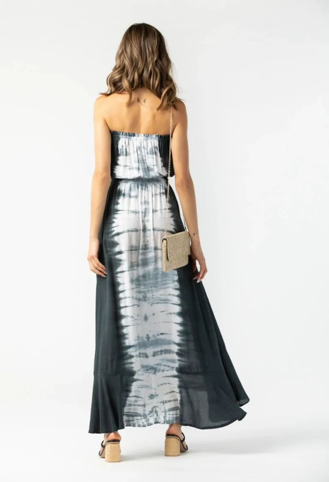 RD-910-L - Ryden Maxi Dress - Bon Tie Dye Black White