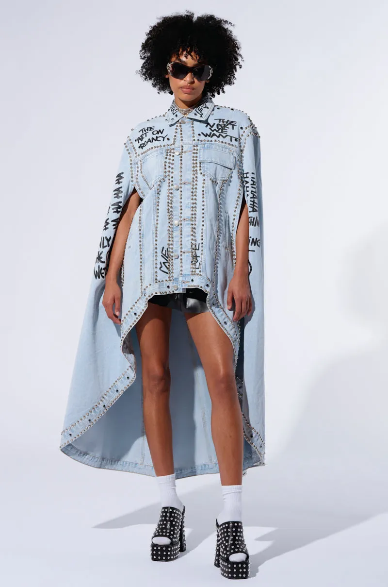 RHYTHM OF THE NIGHT DENIM CAPE