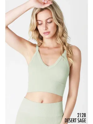 Ribbed V-Neck Brami - Desert Sage