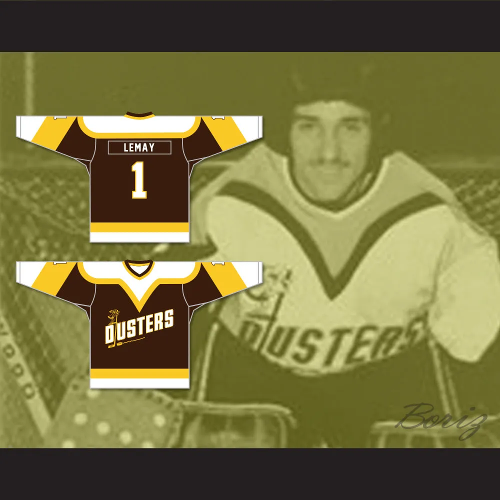 Rick Lemay 1 Binghamton Broome Dusters Brown Hockey Jersey