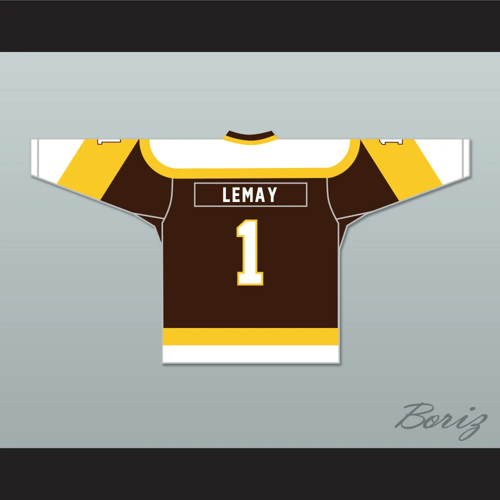Rick Lemay 1 Binghamton Broome Dusters Brown Hockey Jersey