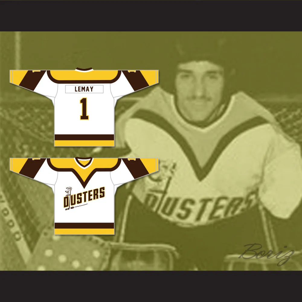 Rick Lemay 1 Binghamton Broome Dusters White Hockey Jersey