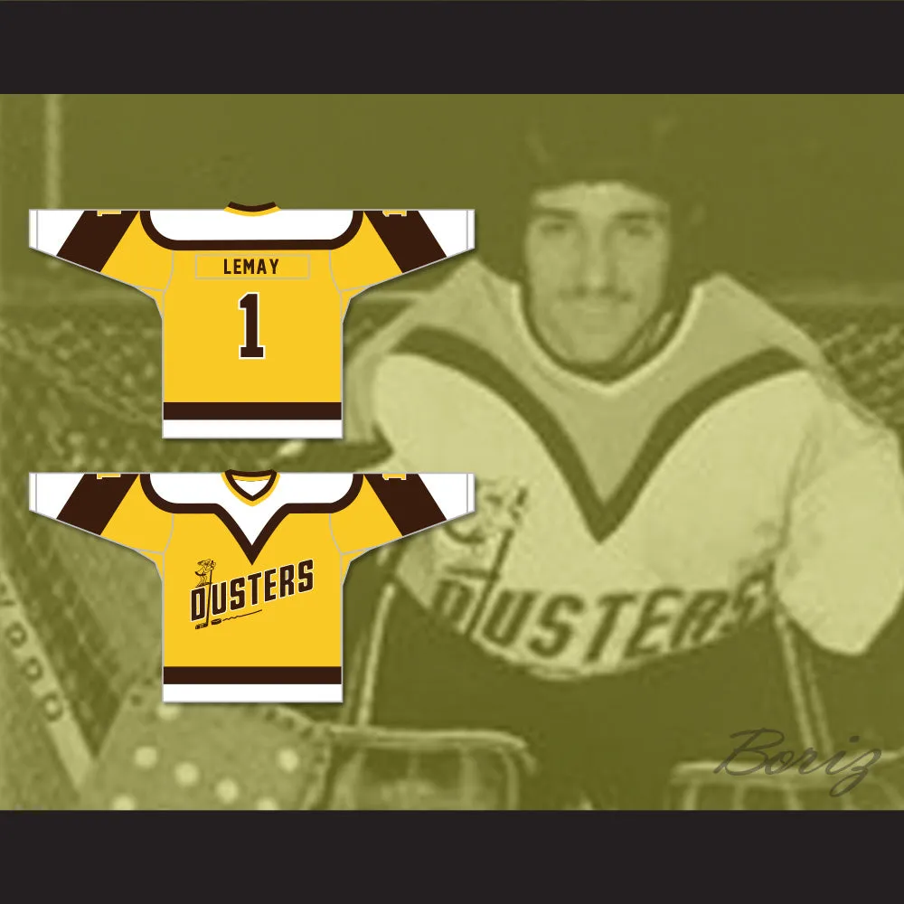 Rick Lemay 1 Binghamton Broome Dusters Yellow Hockey Jersey