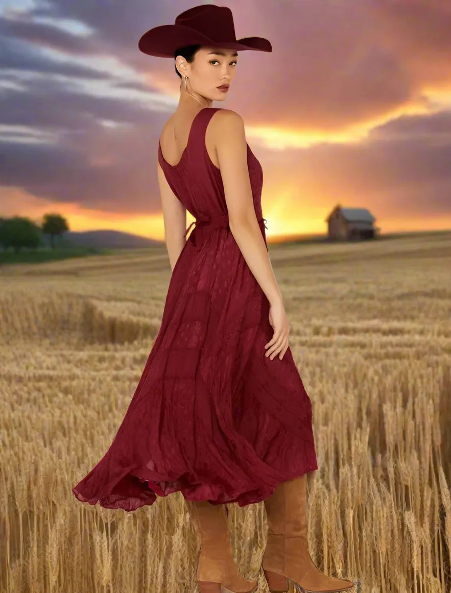 Romance at Yellowstone Burgundy Dress