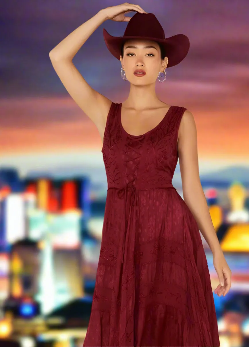 Romance at Yellowstone Burgundy Dress