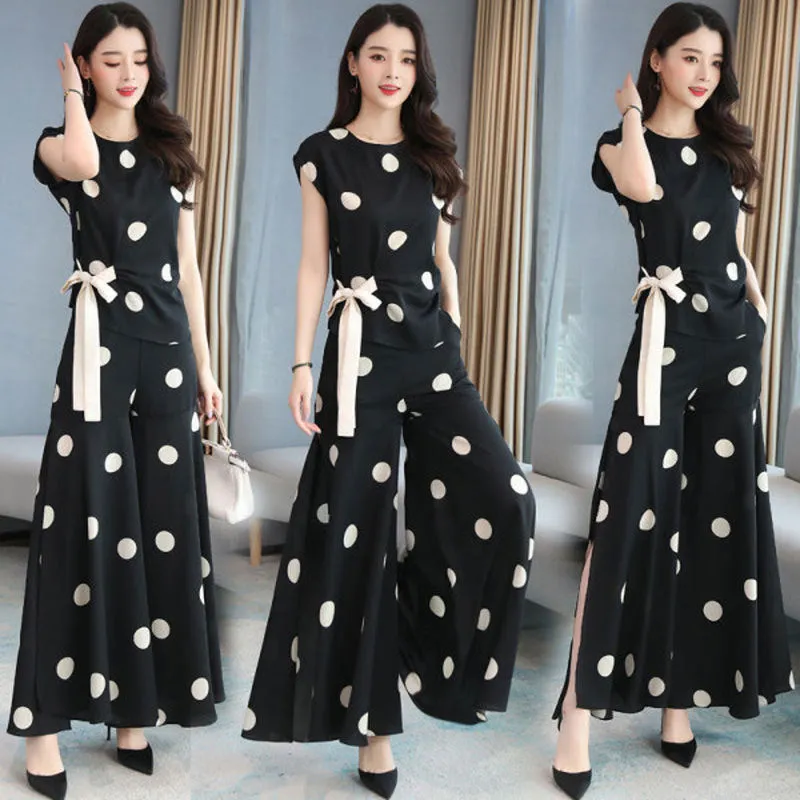 SAIYARA - Womens Summer Suit Wide Leg Pants Skirt Two Piece Sets