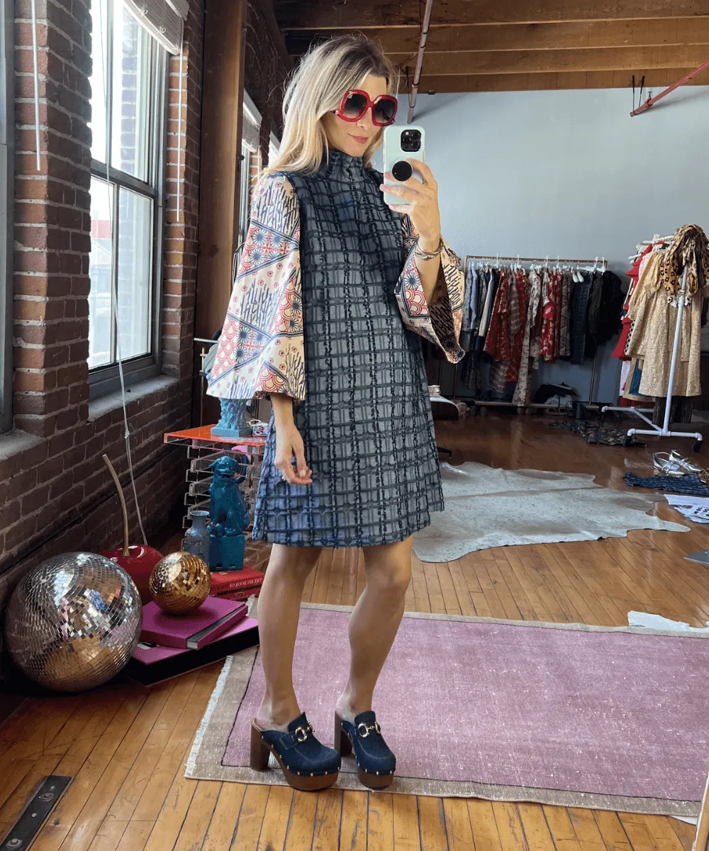 SAMPLE Sleeveless Mod Dress - Indigo Hearts