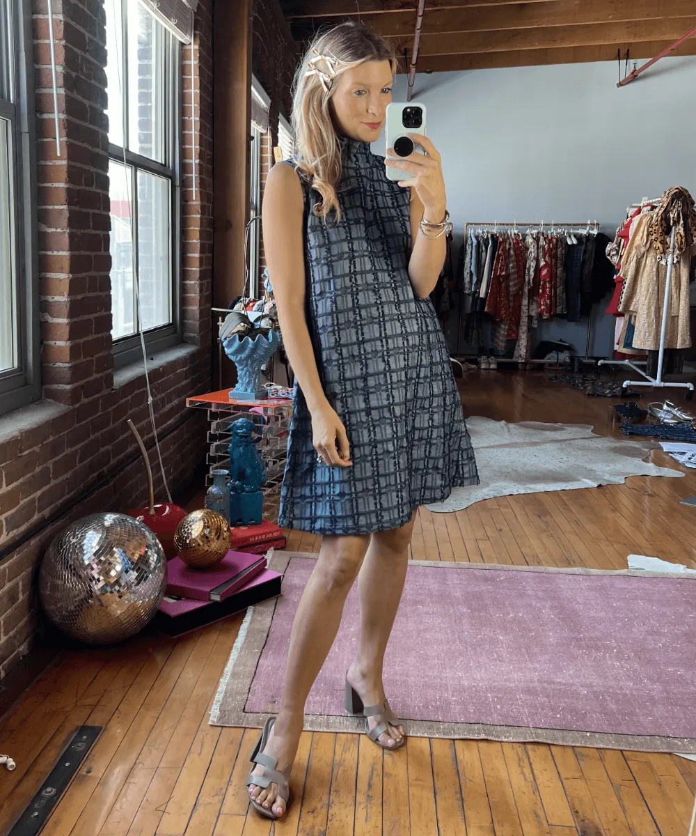 SAMPLE Sleeveless Mod Dress - Indigo Hearts